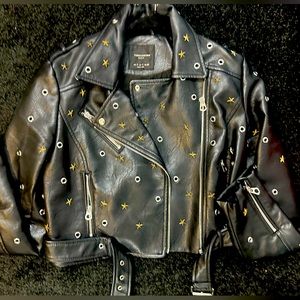 Zara cropped stars and rivets leather jacket